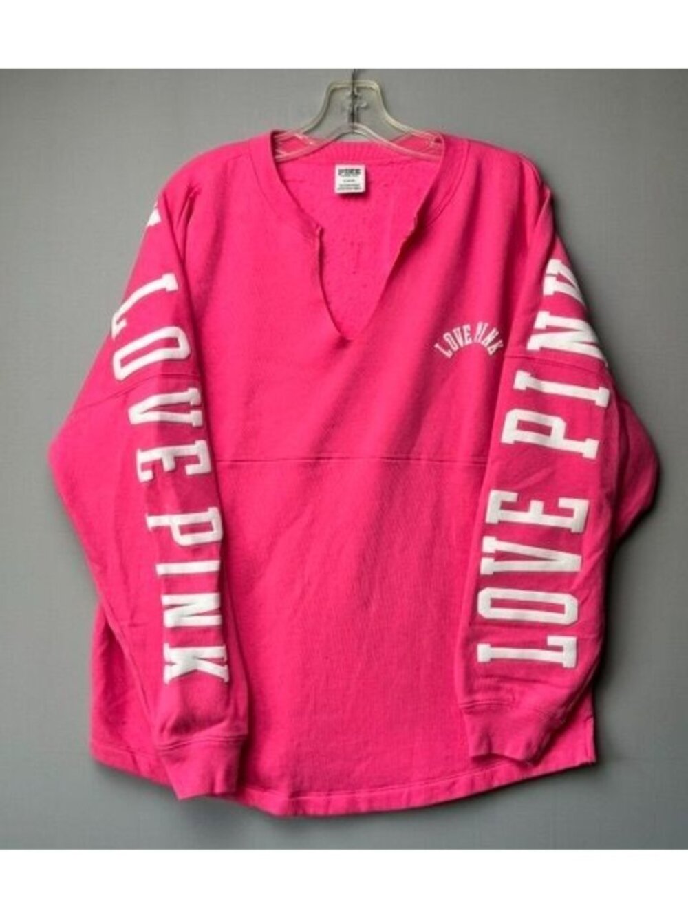 Pink Victoria's Secret Sweatshirt Women's Medium Pink Oversized Fleece Logo